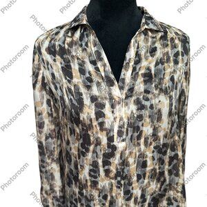 EUC LOFT Sheer Animal Print Blouse - 19" Chest. 24" Length
